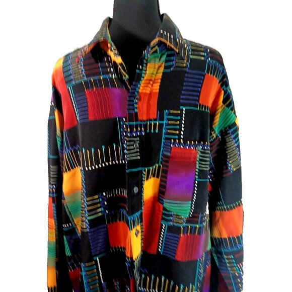 NWOT Vtg 80s Men's Panhandle Slim Colorful Western Button Down Shirt XL 17-17.5 - Picture 5 of 15